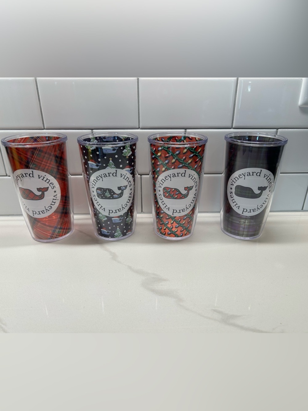 Vineyard Vines Holiday Pattern Tumbler - Set of 4